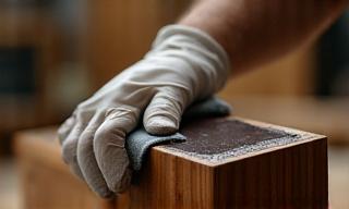 Applying dark oak stain to a table leg