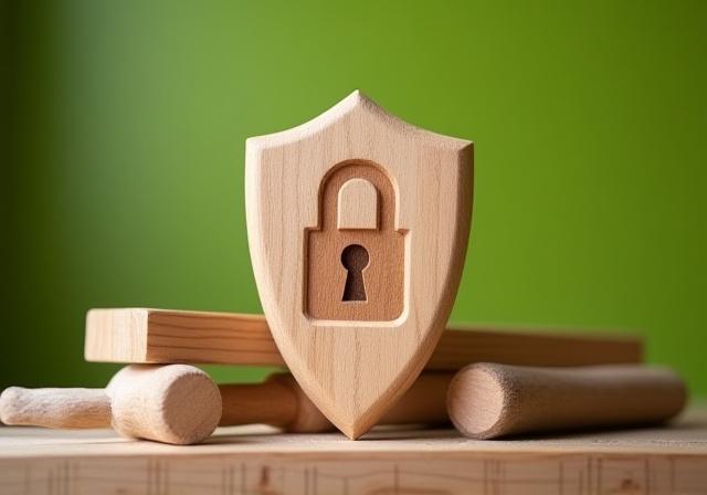 Illustration of digital safety and woodworking