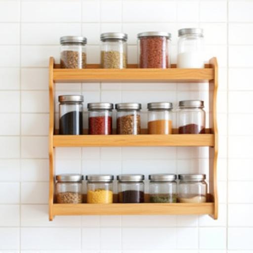 Wooden spice rack assembly