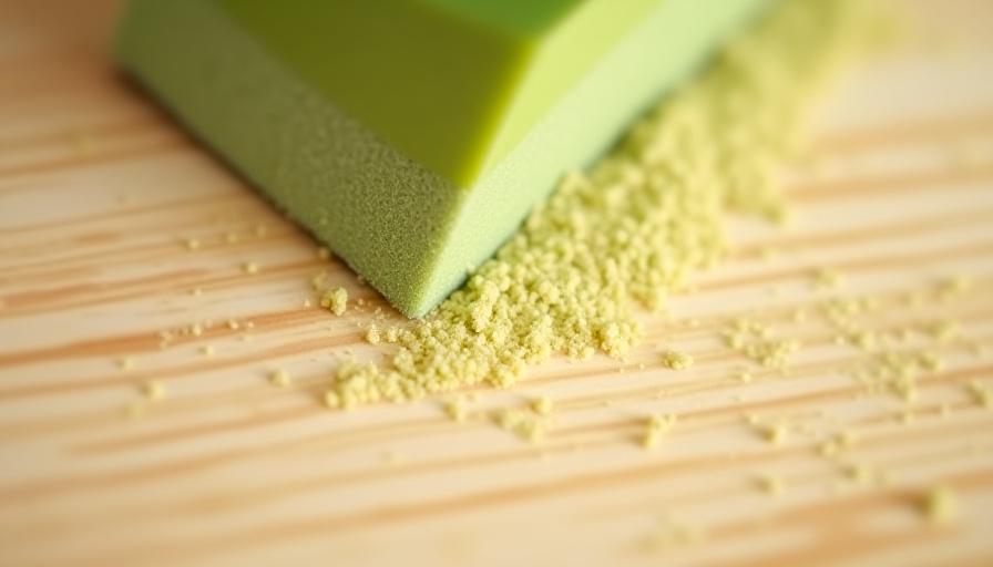 Close up of sanding technique on pine wood